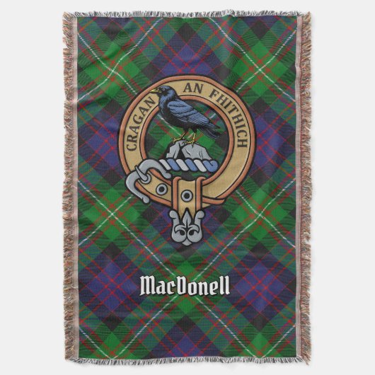 Clan MacDonell of Glengarry Crest over Tartan スローブランケット (正面縦)