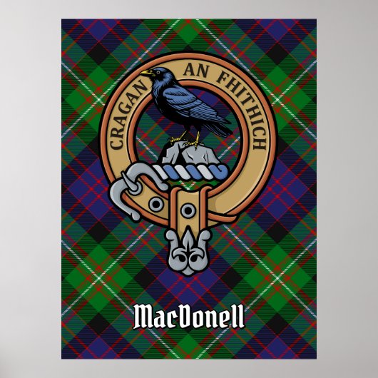 Clan MacDonell of Glengarry Crest over Tartan ポスター (正面)