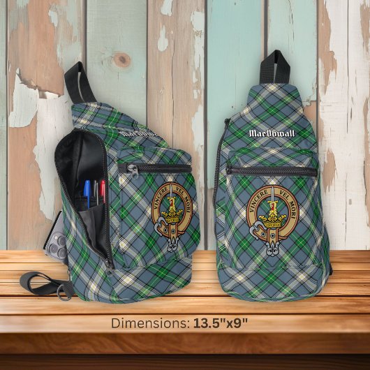Clan MacDowall Crest over Tartan スリングバッグ