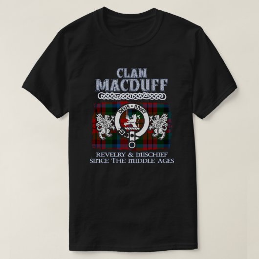 Clan MacDuff crestスコットランドのクランドスコットランドの姓 Tシャツ (デザイン正面)