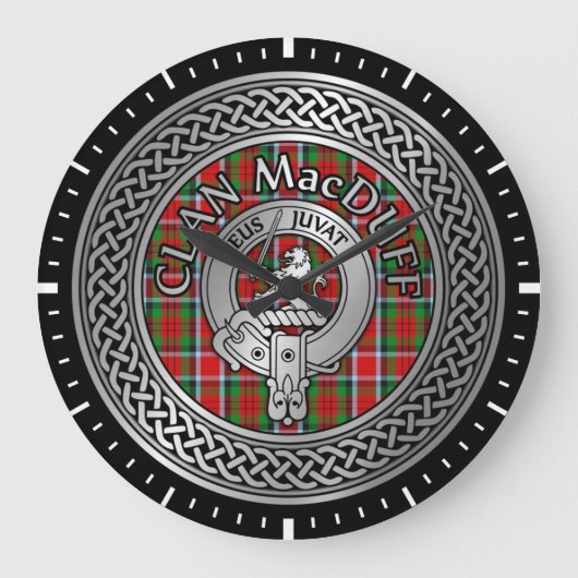 Clan MacDuff Crest & Tartan Knot ラージ壁時計 (正面)