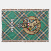 Clan MacFarlane Crest over Ancient Hunting Tartan スローブランケット (正面)