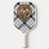 Clan MacFarlane Crest over Black and White Tartan ピックルボールラケット (正面)