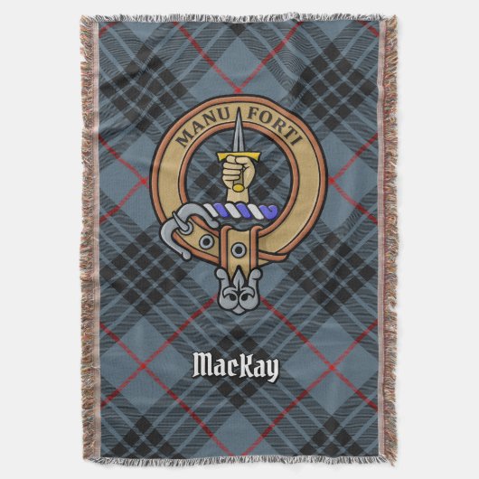 Clan MacKay Crest over Blue Tartan スローブランケット (正面縦)