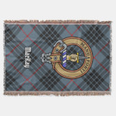 Clan MacKay Crest over Blue Tartan スローブランケット (正面)