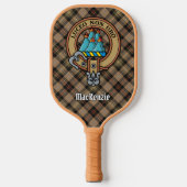 Clan MacKenzie Crest over Brown Hunting Tartan ピックルボールラケット (正面)