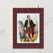Clan MacKinnonヴィンテージイラストレーションタータンチェックフレーム ポストカード (正面/裏面)