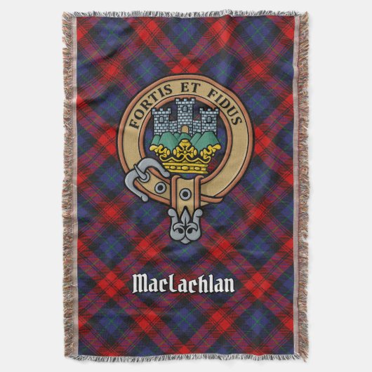 Clan MacLachlan Crest over Tartan スローブランケット (正面縦)