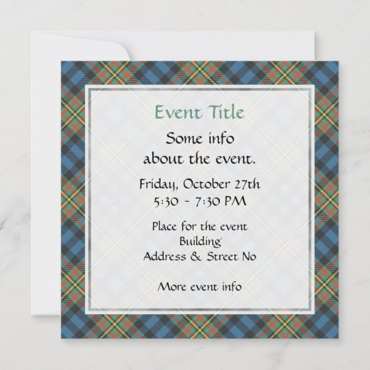 Clan MacLellan Ancient Tartan 招待状 (裏面)