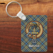 Clan MacLellan Crest over Ancient Tartan キーホルダー (正面)