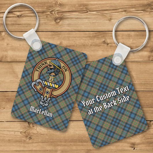 Clan MacLellan Crest over Ancient Tartan キーホルダー