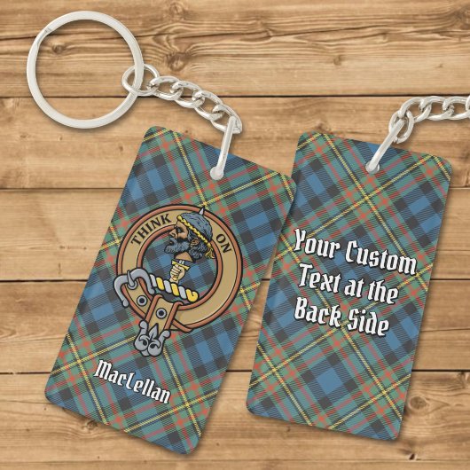 Clan MacLellan Crest over Ancient Tartan キーホルダー
