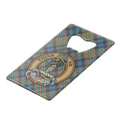 Clan MacLellan Crest over Ancient Tartan クレジットカード栓抜き (正面アングル)