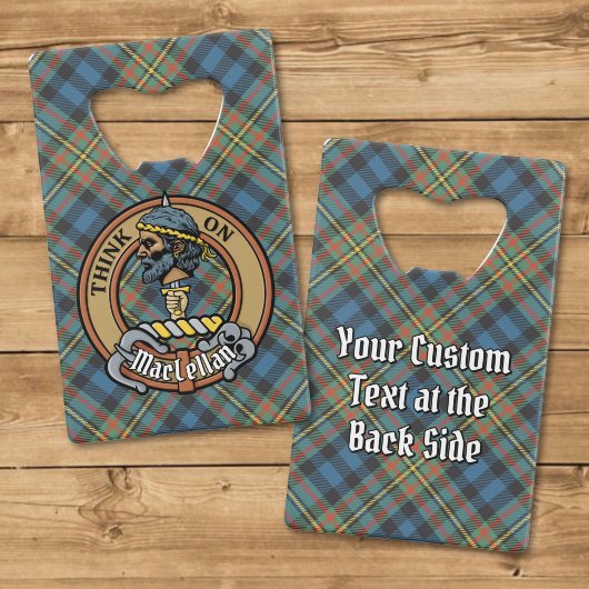 Clan MacLellan Crest over Ancient Tartan クレジットカード栓抜き