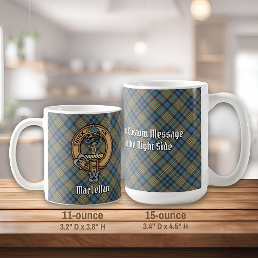 Clan MacLellan Crest over Ancient Tartan コーヒーマグカップ