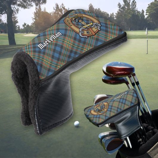 Clan MacLellan Crest over Ancient Tartan ゴルフヘッドカバー