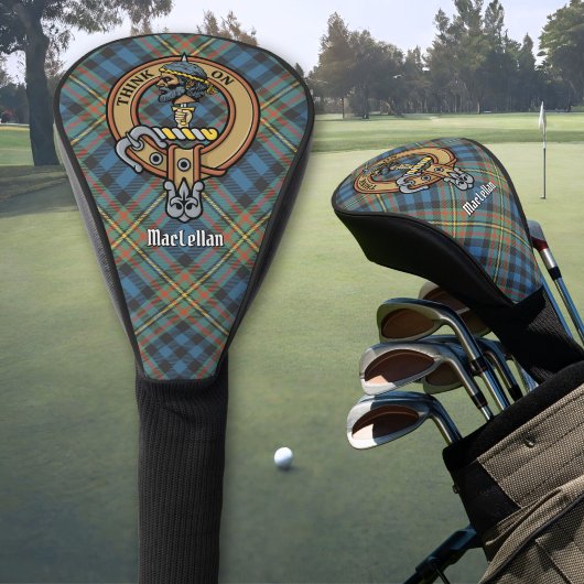Clan MacLellan Crest over Ancient Tartan ゴルフヘッドカバー
