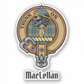 Clan MacLellan Crest over Ancient Tartan シール (正面)