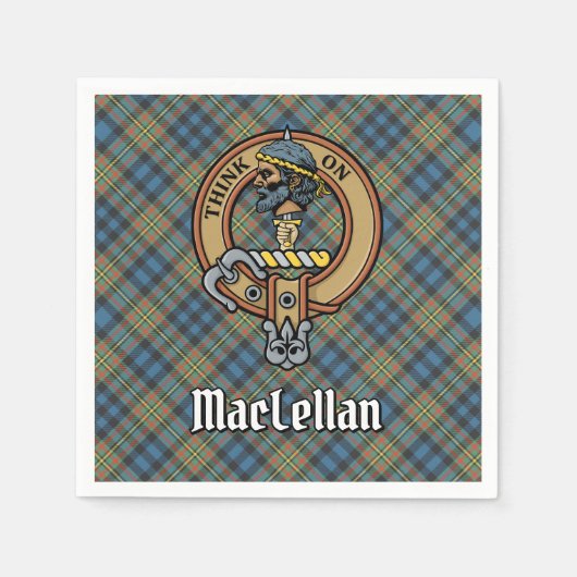 Clan MacLellan Crest over Ancient Tartan スタンダードカクテルナプキン (正面)
