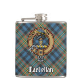 Clan MacLellan Crest over Ancient Tartan フラスク (正面)