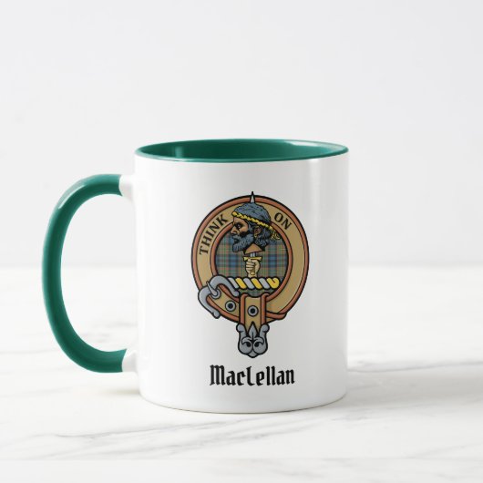 Clan MacLellan Crest over Ancient Tartan マグカップ (左)