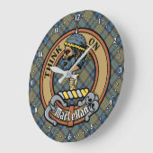 Clan MacLellan Crest over Ancient Tartan ラージ壁時計 (傾斜)