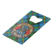 Clan MacLeod Crest over Hunting Tartan クレジットカード栓抜き (正面アングル)