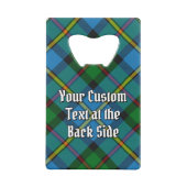Clan MacLeod Crest over Hunting Tartan クレジットカード栓抜き (裏面)