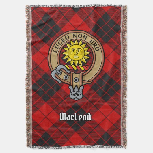 Clan MacLeod of Raasay Crest over Tartan スローブランケット (正面縦)