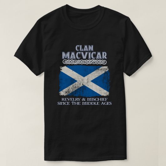 Clan MacVicar crestスコットランドのクランドスコティッシュスルナム Tシャツ (デザイン正面)