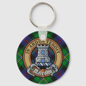 Clan Malcolm Crest over Tartan キーホルダー (正面)