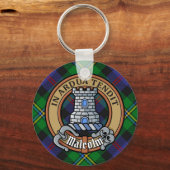 Clan Malcolm Crest over Tartan キーホルダー (正面)