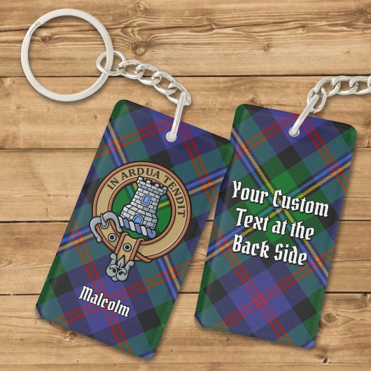 Clan Malcolm Crest over Tartan キーホルダー