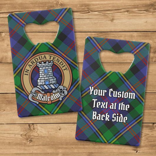 Clan Malcolm Crest over Tartan クレジットカード栓抜き