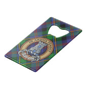 Clan Malcolm Crest over Tartan クレジットカード栓抜き (正面アングル)
