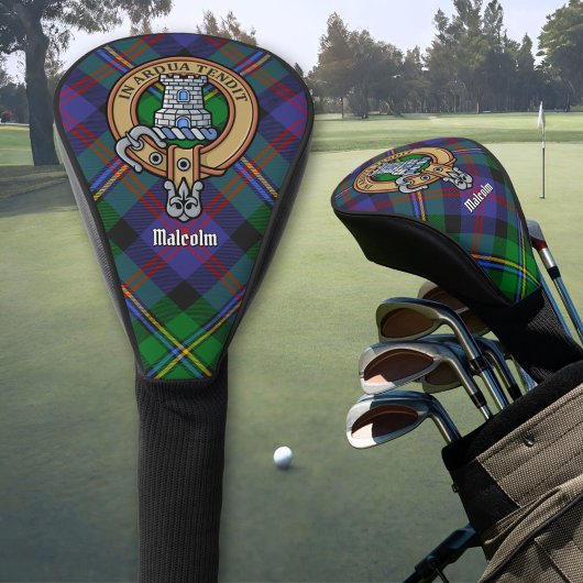 Clan Malcolm Crest over Tartan ゴルフヘッドカバー