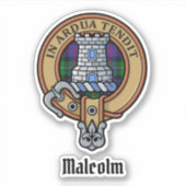 Clan Malcolm Crest over Tartan シール (正面)