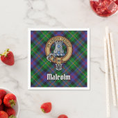 Clan Malcolm Crest over Tartan スタンダードカクテルナプキン (インサイチュ)