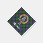 Clan Malcolm Crest over Tartan スタンダードカクテルナプキン (角)