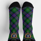 Clan Malcolm Crest over Tartan ソックス (上部)