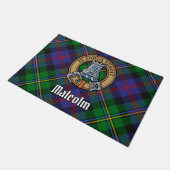 Clan Malcolm Crest over Tartan ドアマット (アングル)