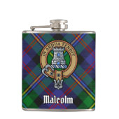 Clan Malcolm Crest over Tartan フラスク (正面)
