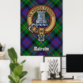 Clan Malcolm Crest over Tartan ポスター (ホームオフィス)