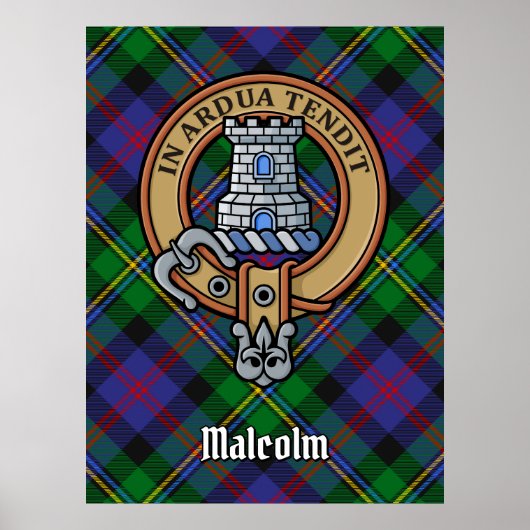 Clan Malcolm Crest over Tartan ポスター (正面)