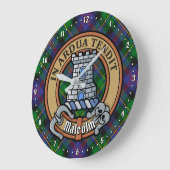 Clan Malcolm Crest over Tartan ラージ壁時計 (傾斜)