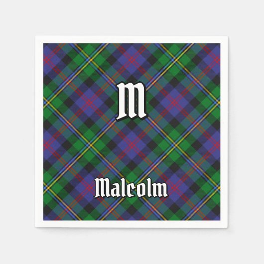 Clan Malcolm Tartan スタンダードカクテルナプキン (正面)