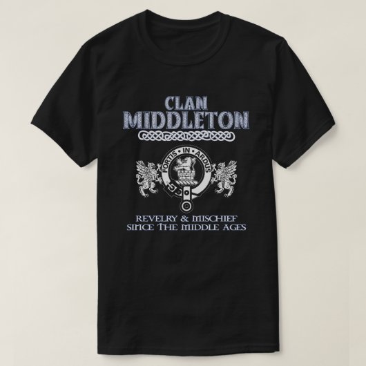 Clan Middleton crestスコットランドのクランドスコティッシュスラナ Tシャツ (デザイン正面)