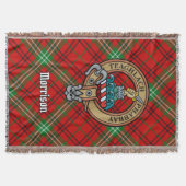 Clan Morrison Crest over Red Tartan スローブランケット (正面)