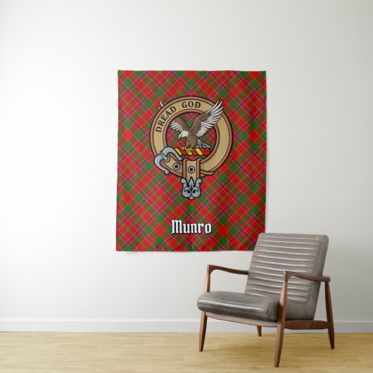 Clan Munro Crest over Tartan タペストリー (インサイチュ)