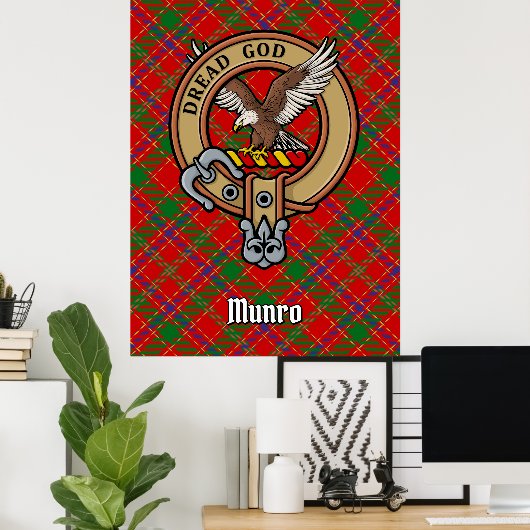 Clan Munro Crest over Tartan ポスター (ホームオフィス)